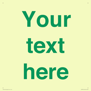 Custom blank information sign. Green text, plain background